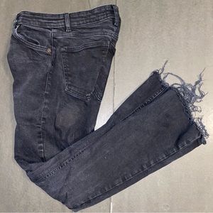 Zara Size 2 Black Denim High Rise Cropped Knee Jeans